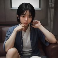 亚色图主编老K，深色背景前戴眼镜的中年男性，正在审阅图片色彩，环境是工作室，氛围专注